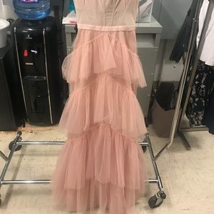 bcbg tiered ruffle gown